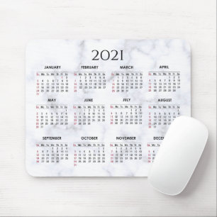Mousepad Cinzas e mármore branco  Calendário Personalizad