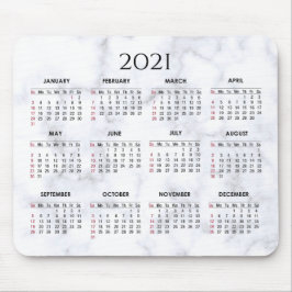Mousepad Cinzas e mármore branco| Calendário Personalizado 