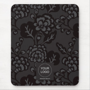 Mousepad Cinzas e Padrão Floral Negro Vibrante e Negrito
