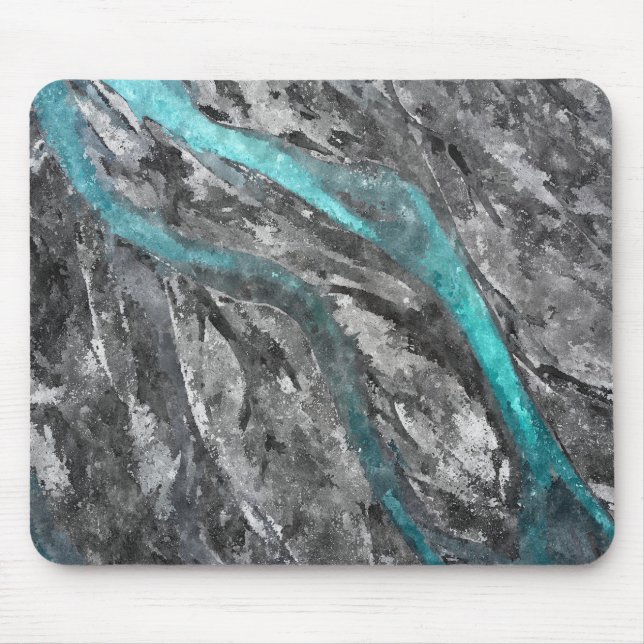 Mousepad Cinzas e Turquesa Aquarela (Frente)