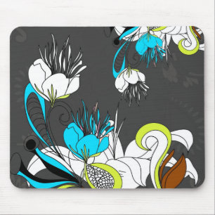 Mousepad Cinzas Exóticas Coloridas de Flores