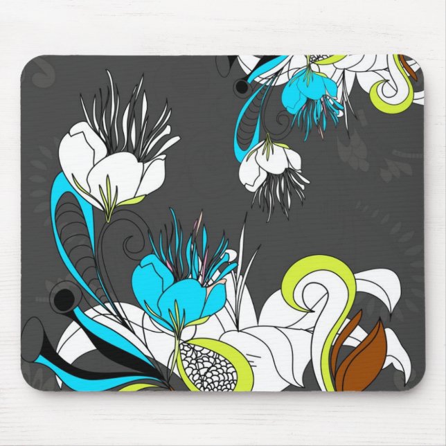 Mousepad Cinzas Exóticas Coloridas de Flores (Frente)