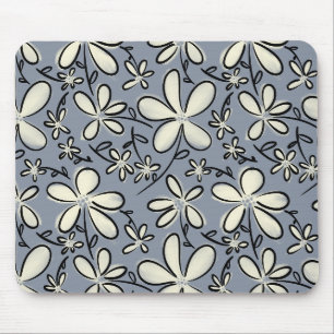 Mousepad Cinzas flóricas e padrão das flores de creme