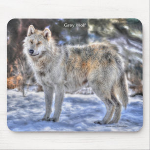 Mousepad Cinzas leves Wolf & Winter Snow