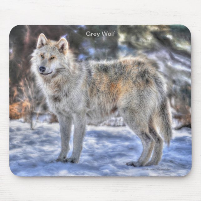 Mousepad Cinzas leves Wolf & Winter Snow (Frente)