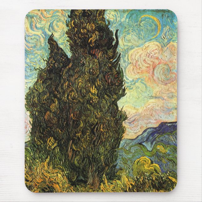 Mousepad Ciprestes por Vincent van Gogh (Frente)