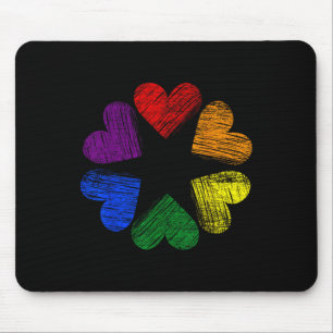 Mousepad Círculo Arco-íris De Corações Amor Orgulho Gay Lgb