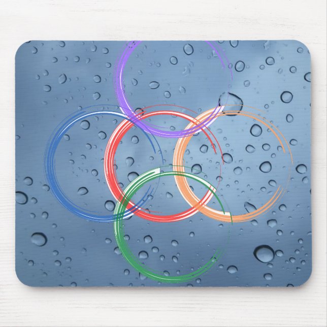 Mousepad círculo colorido com gotas de água (Frente)