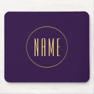 Mousepad Círculo de Texto do Centro Redondo Roxo Escuro e N
