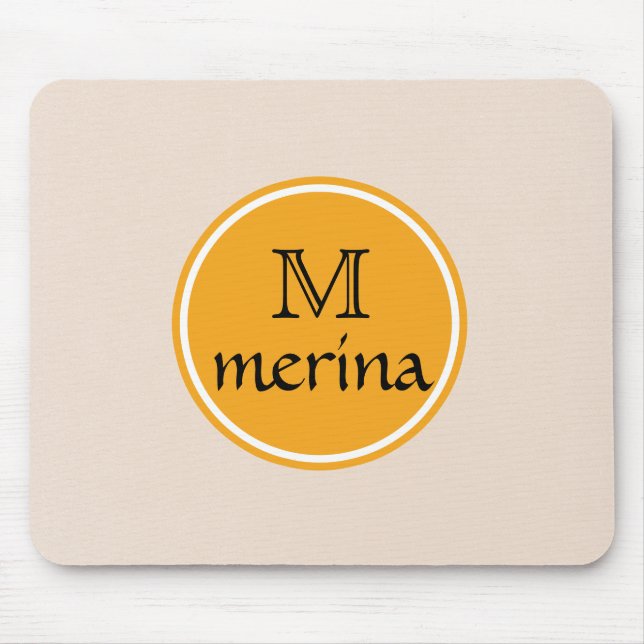 Mousepad Círculo Dourado Amarelo Monograma (Frente)