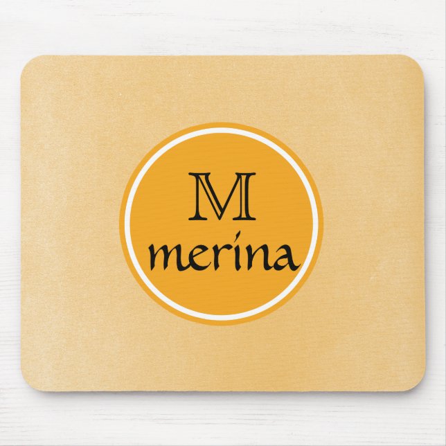 Mousepad Círculo Dourado Amarelo Monograma (Frente)