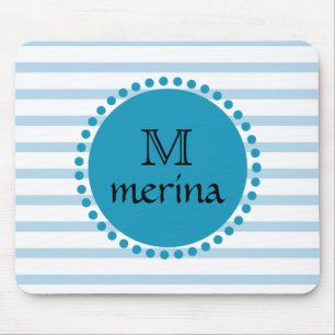 Mousepad Círculo Dourado de Teal Azul Monograma
