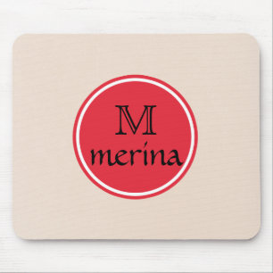 Mousepad Círculo Dourado Vermelho Monograma