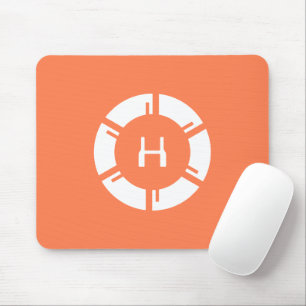Mousepad Círculo Físico-Físico Com Coral Monograma Personal