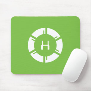 Mousepad Círculo Físico Físico com Monograma Verde Personal