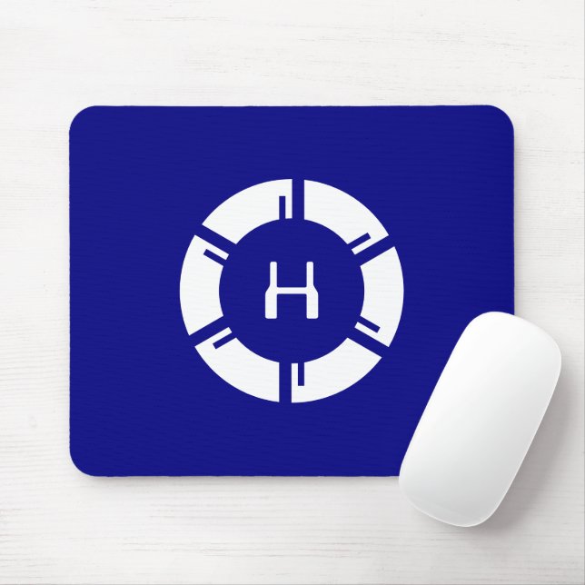 Mousepad Círculo Físico Físico do SciFi com Azul Monograma  (Com mouse)