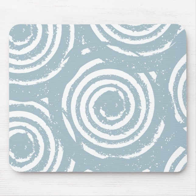 Mousepad Círculos abstrato Azul e Branco (Frente)