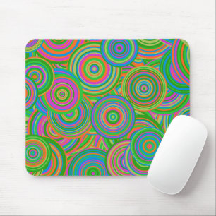 Mousepad Círculos abstratos em mod retro, verde e laranja-v