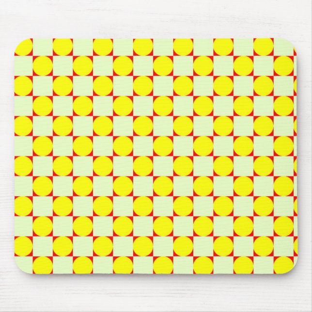 Mousepad Círculos Amarelos Quadrados Vermelhos (Frente)