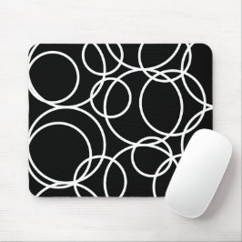 Mousepad Círculos brancos geométricos Abstrato preto modern
