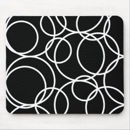 Mousepad Círculos brancos geométricos Abstrato preto modern