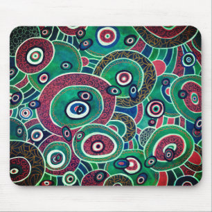 Mousepad Círculos de Maroon e Turquesa e Ovalos Originais