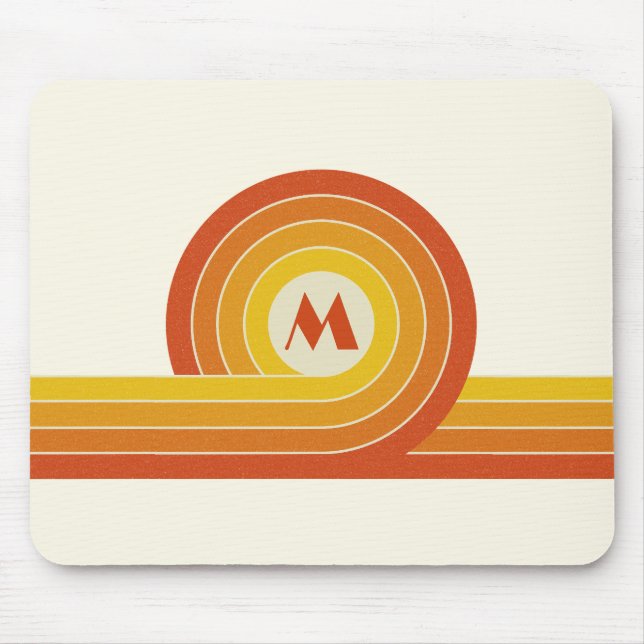 Mousepad Círculos e linhas do estilo retrô amarelo e laranj (Frente)
