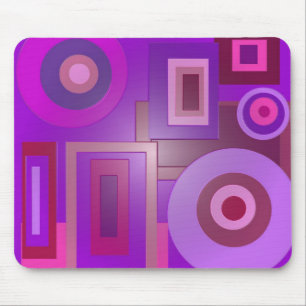 Mousepad círculos e quadrados roxos