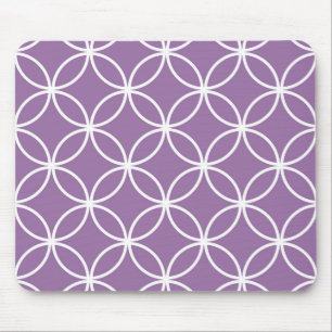 Mousepad Círculos Fofos Padrão Geométrico Lavanda Roxo