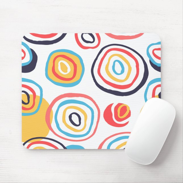 Mousepad Círculos Funky Doodle em Branco (Com mouse)