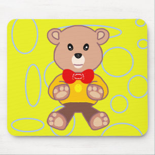 Mousepad Círculos Geométricos Amarelos do Urso de Teddy Loo