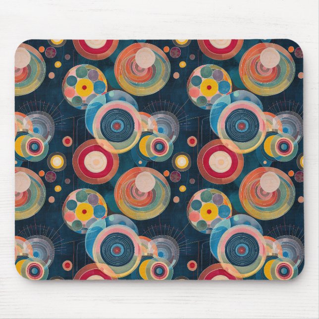 Mousepad Círculos Modernos de Meados do Século no estilo de (Frente)