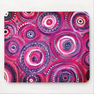 Mousepad Círculos rosa e roxo e espirais originais