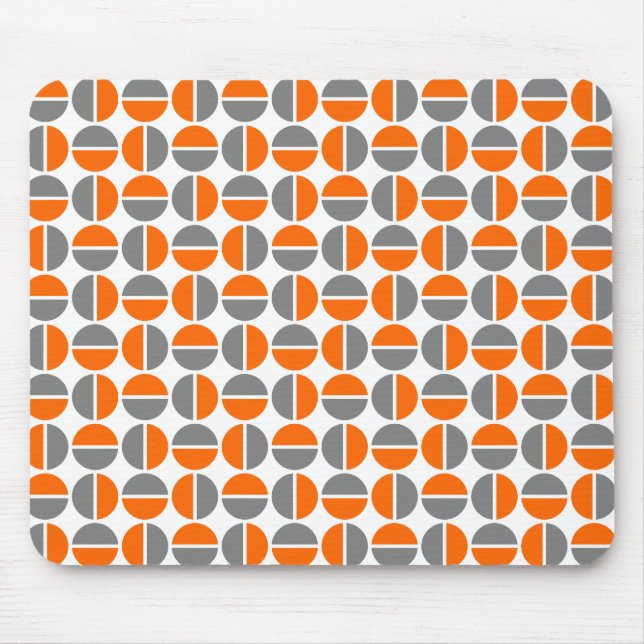 Mousepad Círculos rotativos - Laranja e Cinzas (Frente)