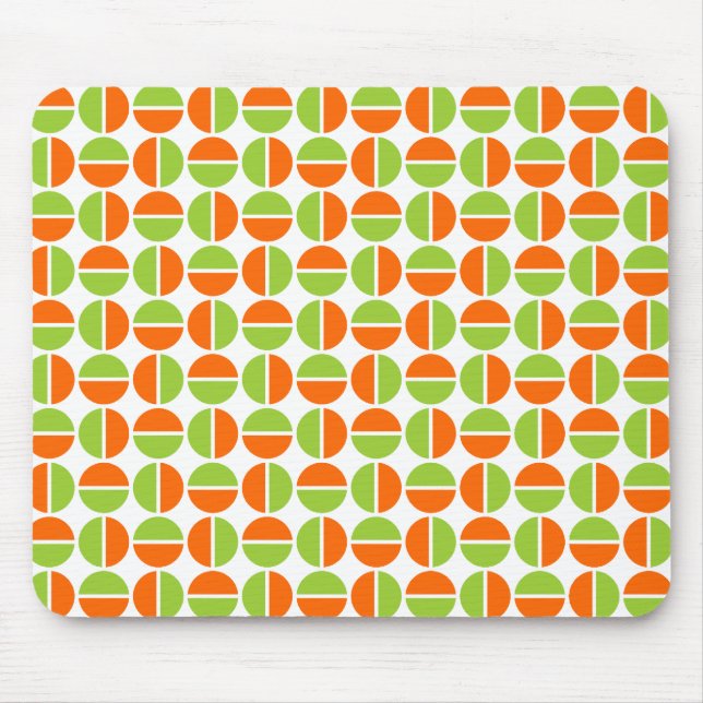 Mousepad Círculos rotativos - Verde e laranja (Frente)