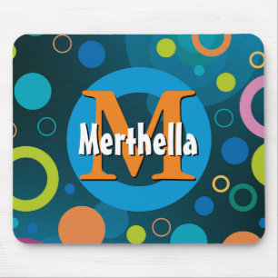 Mousepad Círculos Vibrantes Anéis Retro AZUL Personalizado