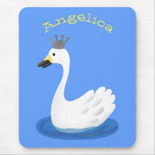Mousepad Cisne branco bonito com desenho animado