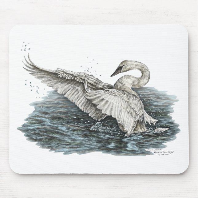 Mousepad Cisne branco na água (Frente)
