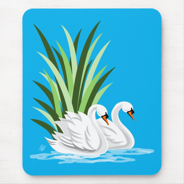 Mousepad Cisne Branco No Bloco De Boca-Água (Frente)