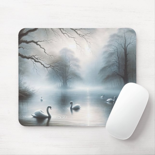 Mousepad Cisnes No Misty Lake (Com mouse)