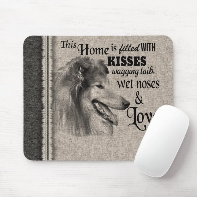 Mousepad Citação bonitinha do retrato Collie vintage (Com mouse)