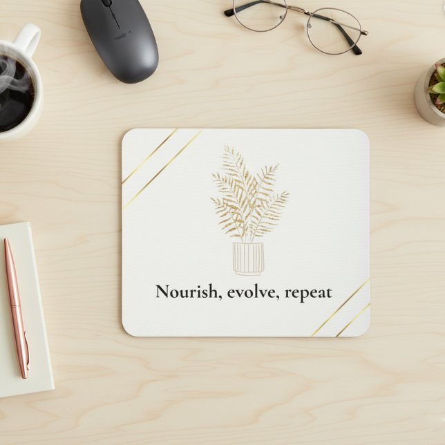 Mousepad Citação Botânica Dourada Minimalista (Criador carregado)