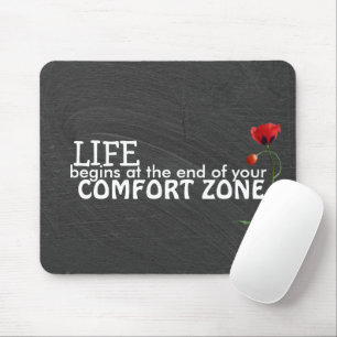 Mousepad Citação da zona de conforto no quadro de chalkboar