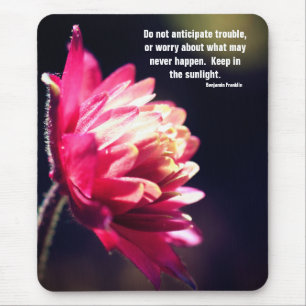 Mousepad Citação de atitude da Flor Vermelha Inspiradora