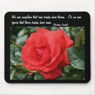 Mousepad Citação de atitude Inspiracional rosa vermelha