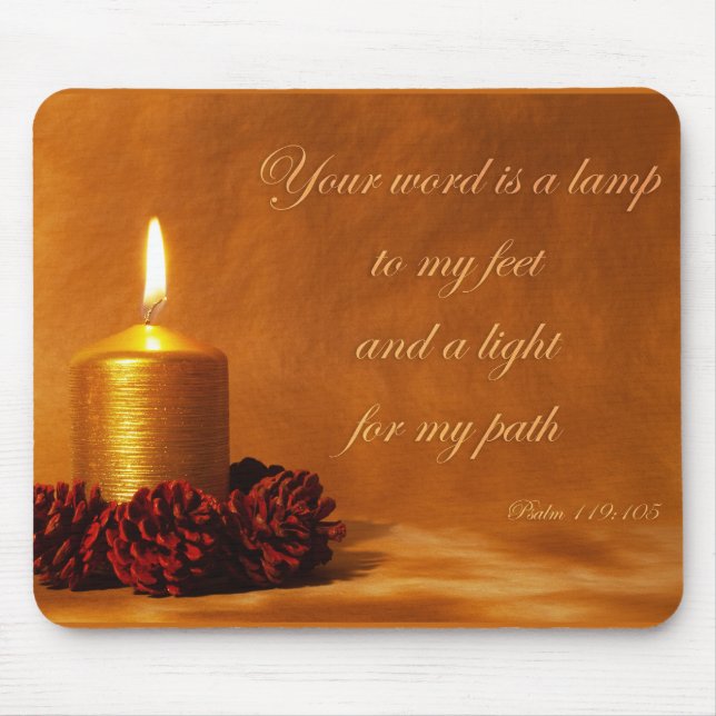 Mousepad Citação de bíblia com vela de Natal (Frente)