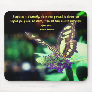 Mousepad Citação de Felicidade da Borboleta Inspirativa