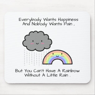 Mousepad Citação de Felicidade da Nuvem de Chuva Arco-íris