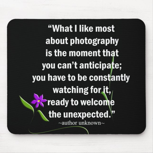 Mousepad Citação de Fotografia em Preto (Frente)