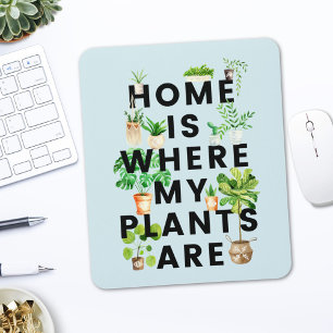 Mousepad Citação de jardinagem de planta doméstica em aquar